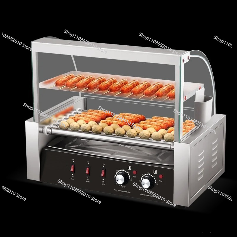 Hot Dog Roller Grill - Kommerzieller Hot-Dog-Rollgrill, 7-Rollen-Wurstkocher mit Edelstahlgehäuse für
