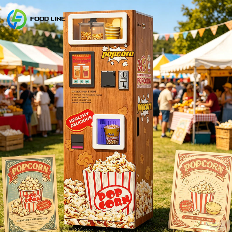Commercial Popcorn Machine - Popcorn-Verkaufsautomat Kommerzieller Intelligenter Selbstbedienungs-Snack-Kiosk Münzbetrieben für
