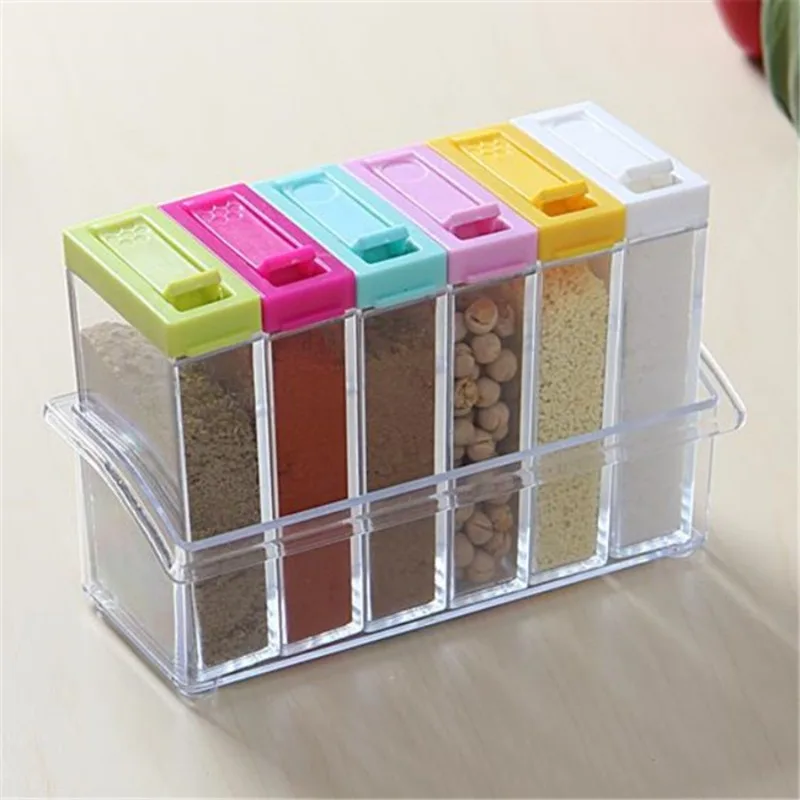 Commercial Kitchen Utensil Organizer - Transparente Gewürz-Gewürzbox mit sechs Gittern, sechsteiliges