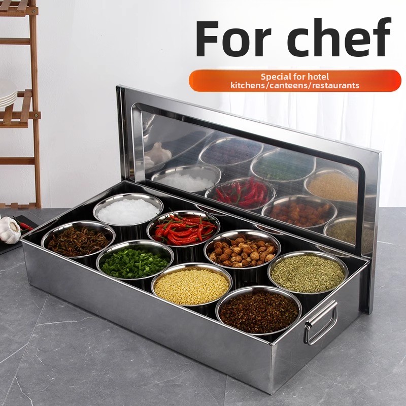 Commercial Kitchen Management - 4D Kitchen Management Edelstahl-Gewürzbox, großes kommerzielles