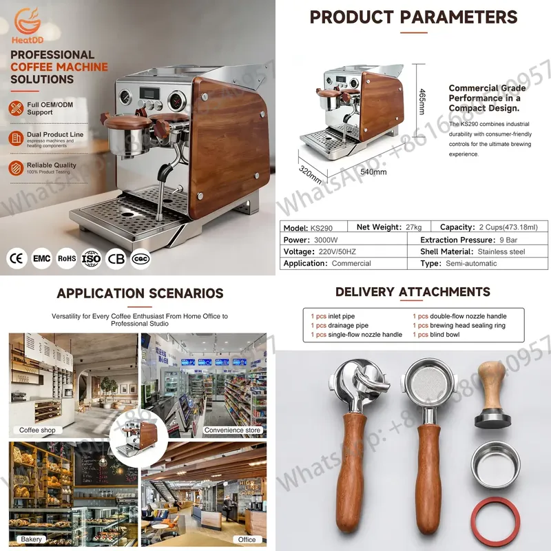 Commercial Espresso Machine - Hocheffiziente Kommerzielle und Heimgebrauch-Kaffeemaschine mit Doppelkessel,