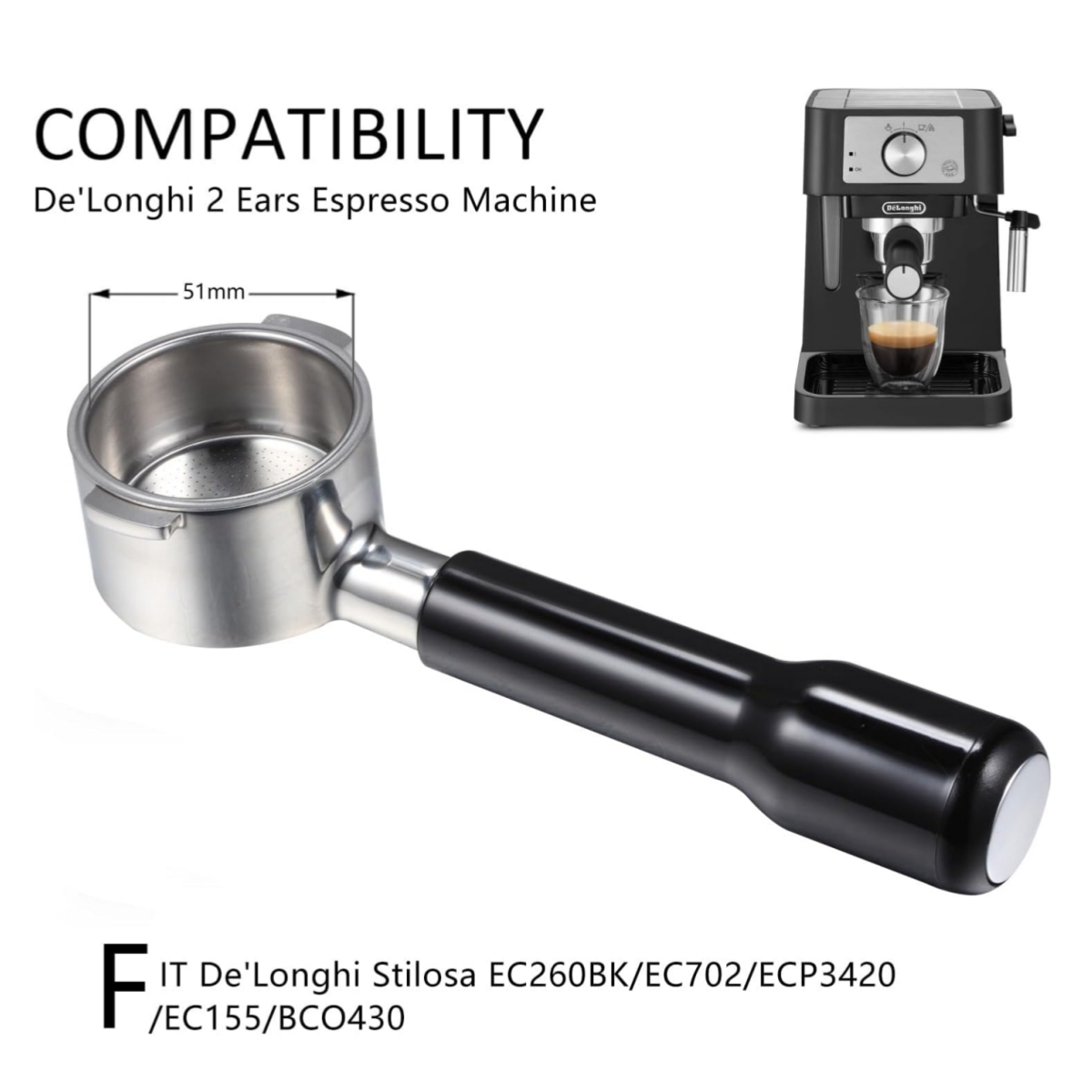 Delonghi Espresso Ecp3420 - 51 mm bodenloser Siebträger 2 Ohren