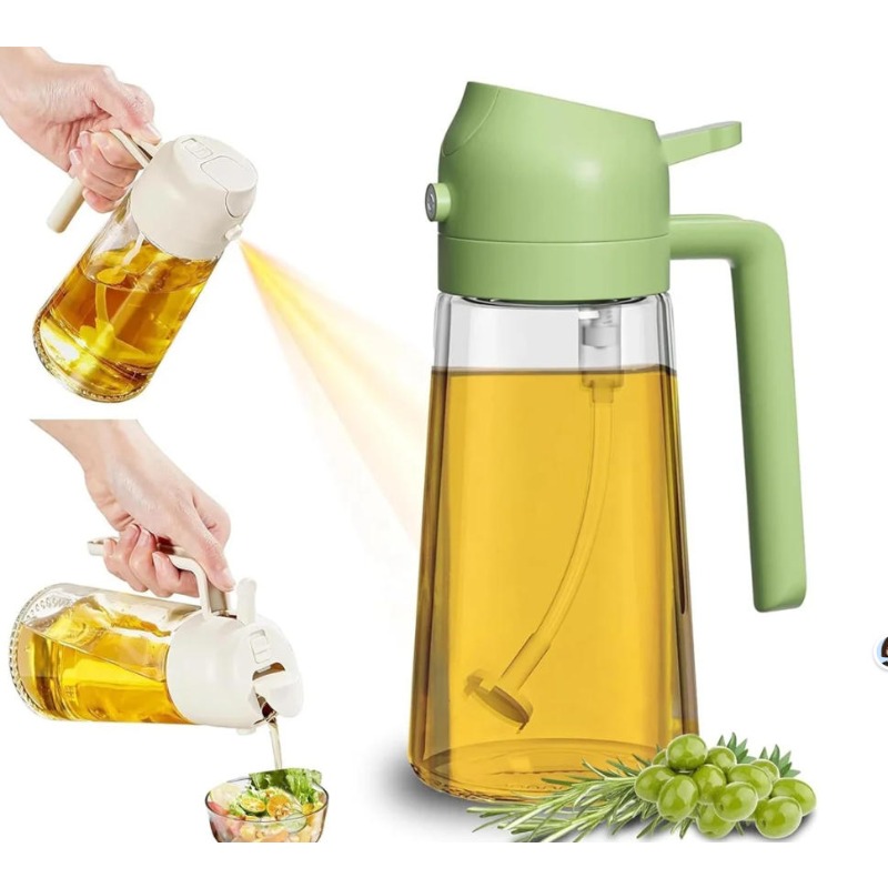 Commercial Kitchen Sprayer - 470ml Glas-Olivenöl-Sprühflasche für Kochen Lebensmittelechter 2-in-1